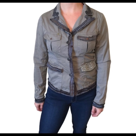 BKE Women’s Deconstructed Patch Boho Utility Jacket Size small - Picture 1 of 5